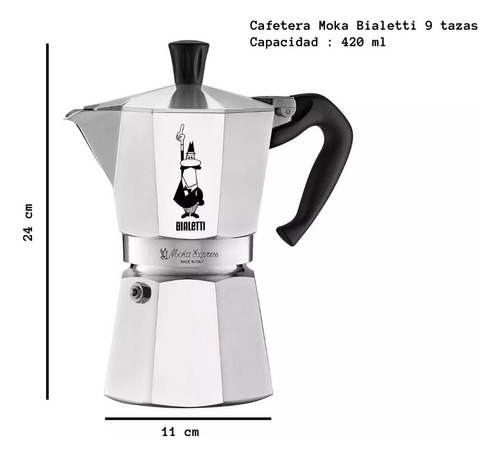 Cafetera Bialetti Moka Express 9 Tazas + Molido Viaggio