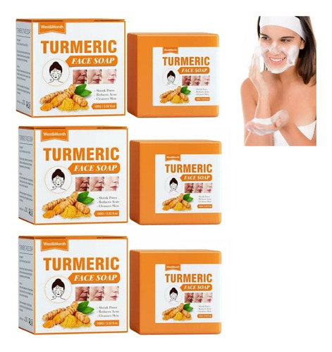 Wv Jabón Con Jengibre Y Cúrcuma For Eliminar Acné, 100g, 3
