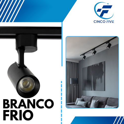 Kit Trilho Eletrificado 4m Preto + 10 Spots Led 15w Luz Fria