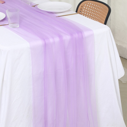 1.6*3m Rollos De Tela Organza Cortina De Decoración De Boda Color Lavanda