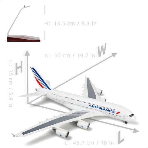 Modelo Grande 1/160 Airbus A380 France De 18 Pulgadas Fundid