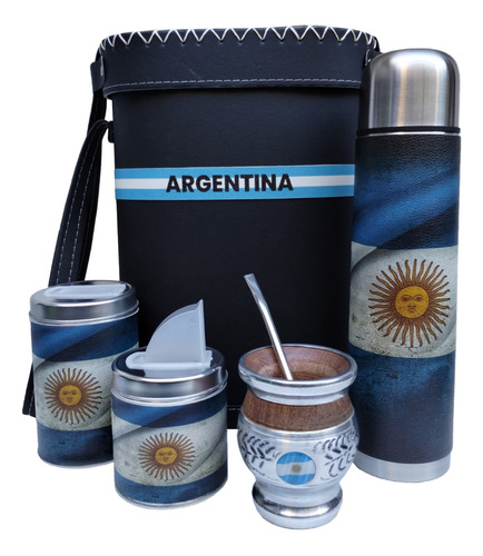 Set Matero Kit Completo Argentina Mate Algarrobo Termo 1 L