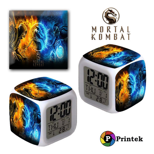 Reloj Despertador Iluminado Mortal Kombat - Printek