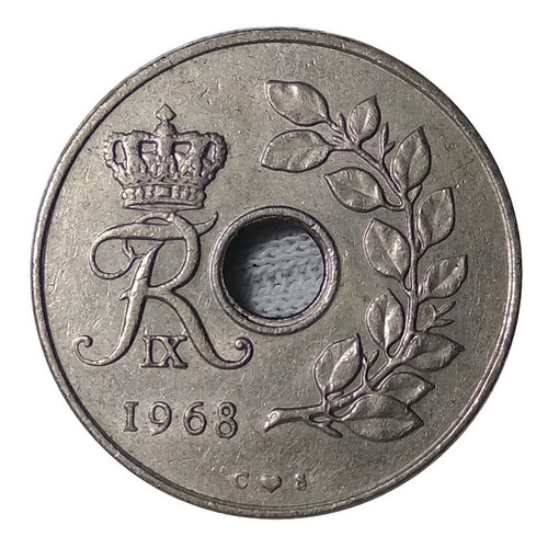 Moneda 25 Ore 1968 Dinamarca Periodo Rey Federico Ix