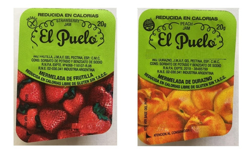 Mermelada Individual Light Frutilla Durazno Bajas Calorias