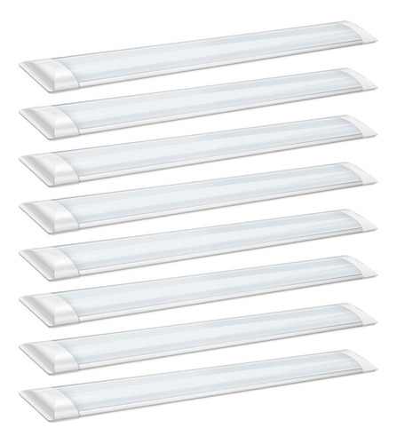 Kit 8 Luminária Tubular Led Slim 40w Branco Frio 120cm