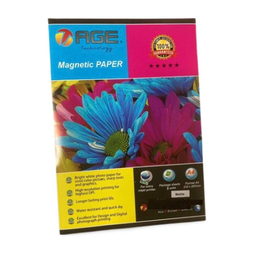 Papel Fotográfico Magnético Matte A4 Marca Age  X 5 Hojas 