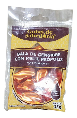 Imagem 1 de 5 de Bala De Gengibre Mel E Própolis - Revenda Kit C/ 10 Un / 35g