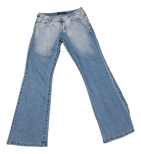 Pantalon Jeans Ancho Abajo De Mujer Azul Claro