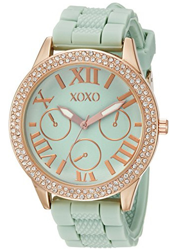 Reloj De Acero Dorado Xo8089 Mujeres S Banda De Silicon...