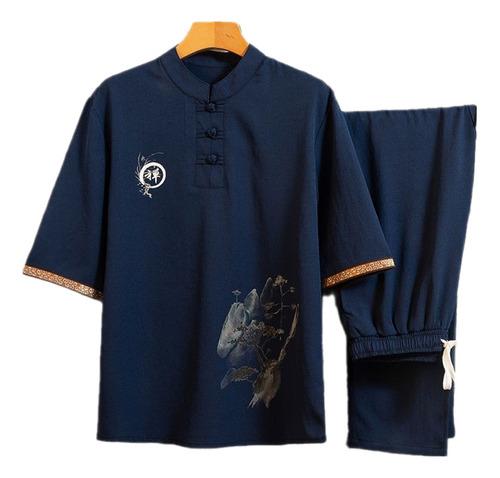 Conjunto De Camisas Y Pantalones De Lino Para Hombre, Camisa