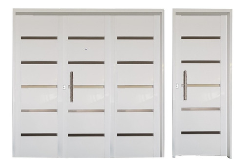 Porton Garage Abrir 3 Hojas 240 Y Puerta 80 Chapa Inyectada Blanco