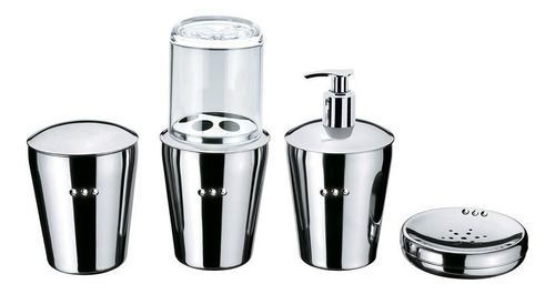 Conjunto Organizador Banheiro Spa Crystal Aço Inox 4 Peças