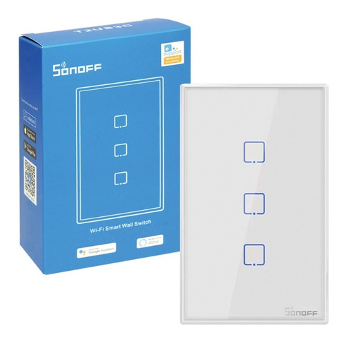 Interruptor Smart 3 Canales Blanco Wifi + Rf T2us3c Sonoff