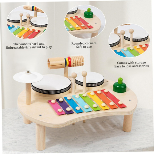 Kids Drum Set Para Niños Pequeños Set 5en1 Madera Redondeada