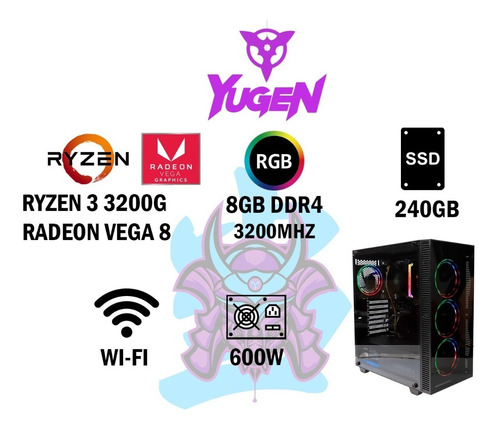 Imagen 2 de 9 de Yugen Pc Gamer Amd Ryzen 3 Radeon Rgb 8gb Ssd 240gb Wifi