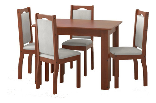 Juego Comedor Leticia 4 Sillas Madera Tapizada Mi Casa