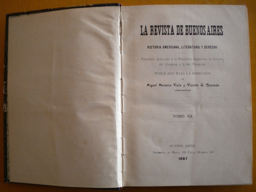 La Revista De Buenos Aires. 1867 Historia Americana, Literat