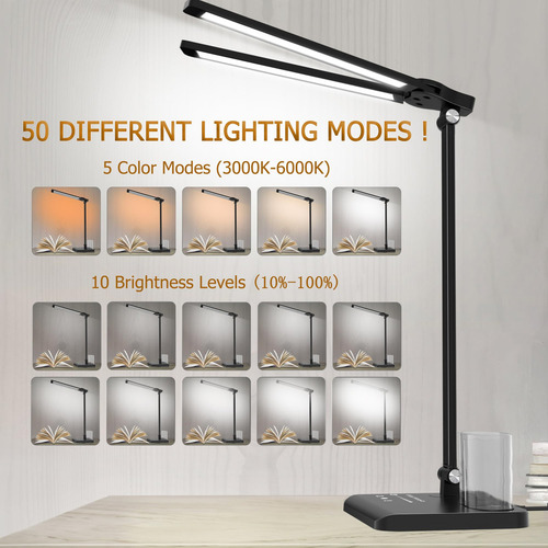 Lámpara De Escritorio Led Regulable Con Puerto De Carga Usb