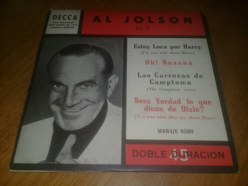 Al Jolson Estoy Loca Por Harry Oh Susana Vinilo Simple Promo