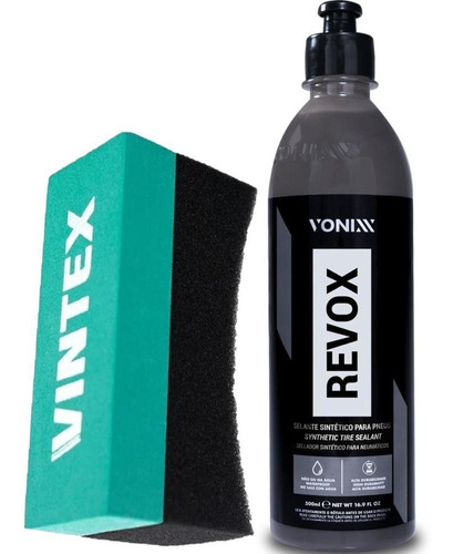 Revox Para Pneu Pretinho Selante Hidrorrepelente + Aplicador Cor Preto/verde