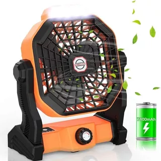 Ventilador De Camping Recargable Portátil Con Luz Led