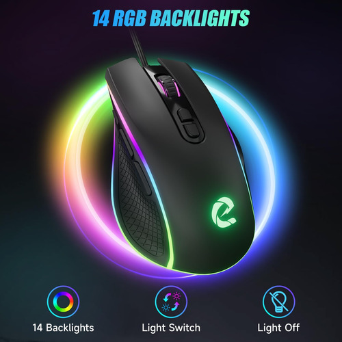 Mouse De Juego Con Cable De Elecgo, Mouse De Jugador Dpi Con