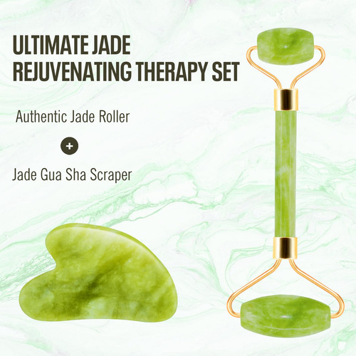 Ferramentas Faciais Jade Roller E Gua Sha Disemot Antienvelh