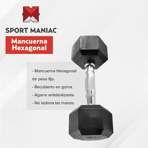 Imagen 2 de 3 de Mancuerna Hexagonal Engomada 3 Kg Goma Pesa Maciza