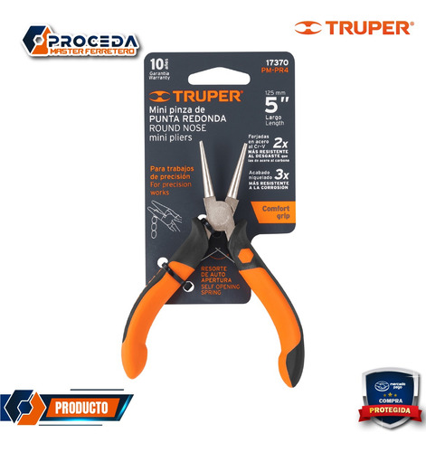 Pinza Miniatura 5'' Punta Redonda Truper 17370
