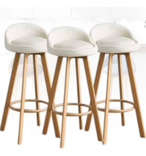Set De 3 Sillas Giratorias Tapiz Tela Lino Pata Color Roble Lino Marrón Claro Beige