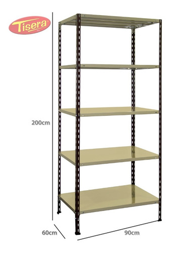 Imagen 3 de 6 de Estanteria Metalica 90 60 200 Cm Tisera Oficina 90 Kg 60902p