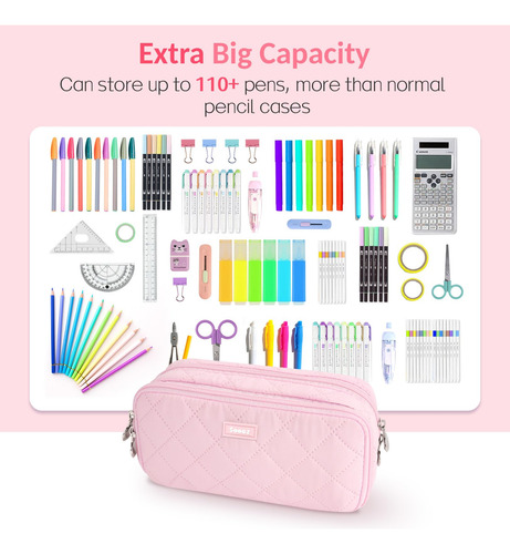 Lapicera Estuche Extra Grande Para Lapices 8 Compartimentos Pink Sza0318-1001b