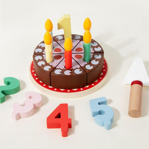 Toy De Pastel De Cumpleaños De Madera Juguetes De Té De