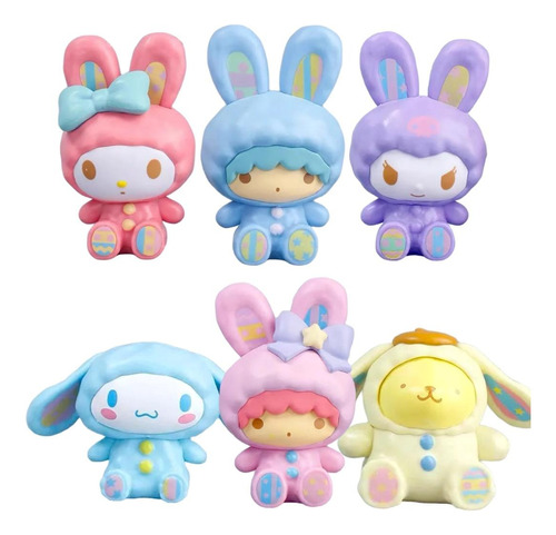 Set Figuras X 6 Kuromi/melody/cinnamoroll Pompompurin