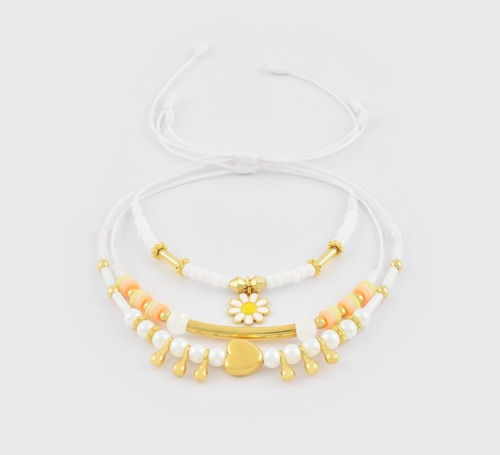 Set Pulseras X3 Margarita Blanca