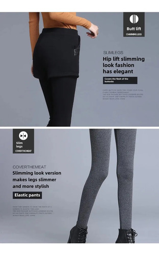 Mono Elástico De Cintura Alta Con Forro Polar Para Mujer