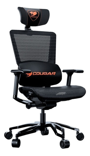 Silla de escritorio Cougar Argo gamer ergonómica  negra con tapizado de cuero sintético