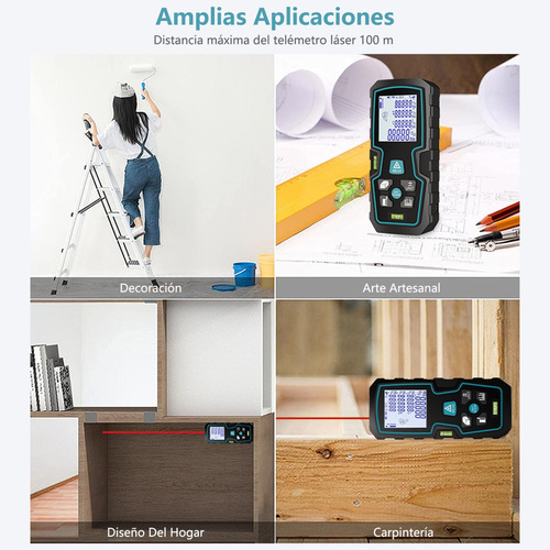 Medidor De Distancia Láser Digital De 100 M Con Accesorios