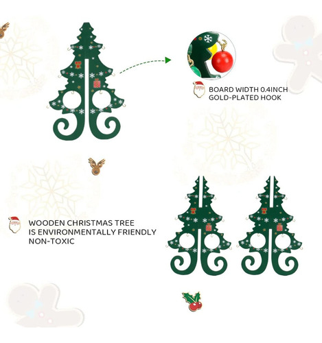 2ps Mini Árbol De Navidad De Madera 19 Cm Tema Navideño 3d