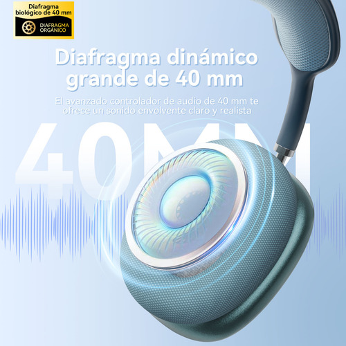 Audífonos Inalámbricos Over-ear Mecdets P9 Pro Max Con Bluetoothcon Micrófono Integrado y Cancelación de Ruido Color Azul