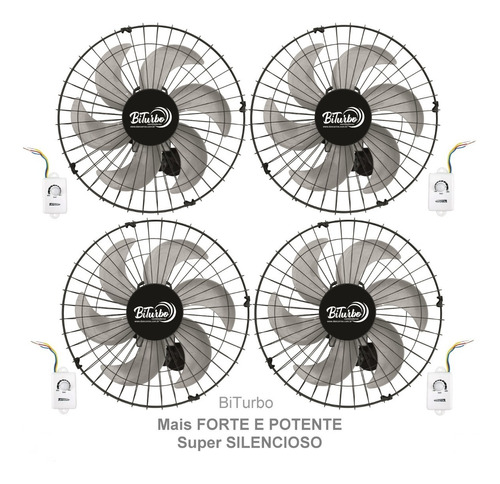 Kit 4 Ventilador Parede Biturbo Venti- 50cm + Forte Potente 