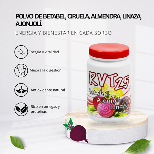 Polvo De Betabel, Ciruela, Almendra, Linaza, Ajonjolí