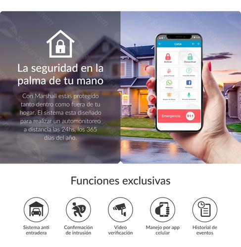 Kit Alarma Casa Domiciliaria Inalámbrica Marshall Ip Wifi