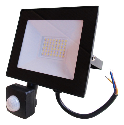 2 Pack Reflector Led 50w Con Sensor D Movimiento Exterior Mg Carcasa Negra Luz Luz Fría 6500k