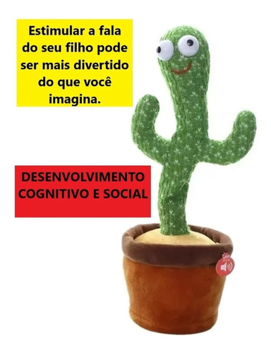 Imagem 3 de 7 de Cacto Falante Repete Voz Toca Música Dança Brinquedo Pelucia
