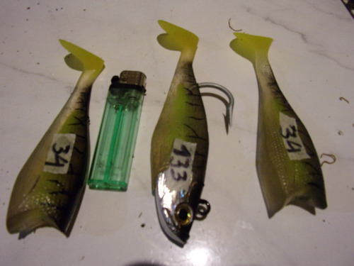 3 Señuelos Storm Wildeye Giant Jigging Shad - Genialidad (Usado)