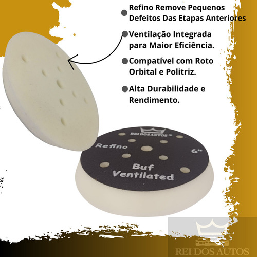 Espuma Lisa Rei Dos Autos Ventilada 6 Polegadas Refino