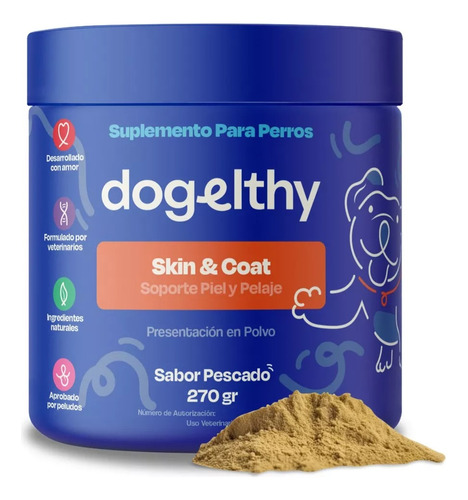Dogelthy Skin & Coat Suplemento Para Perro De Piel Y Pelaje
