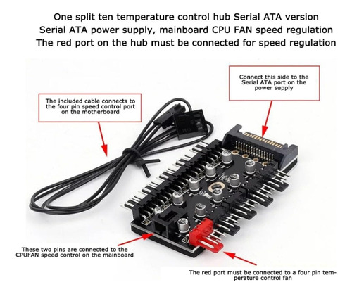 Hub A 10 Fan 3 Y 4 Pines Pwm Splitter Divisor Sata 10 Capsx2